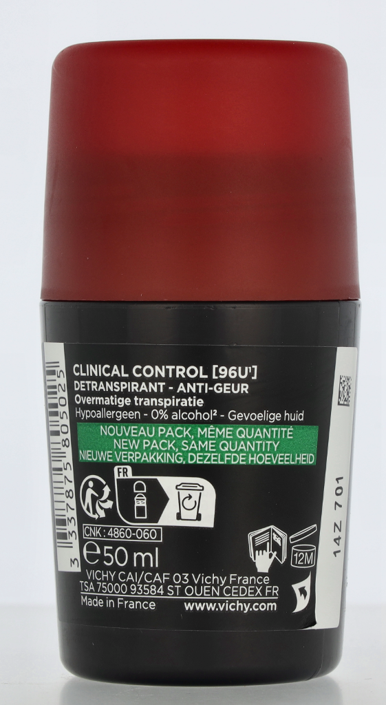 Vichy Homme Clinical Control 96H Detranspirant Roller 50 ml