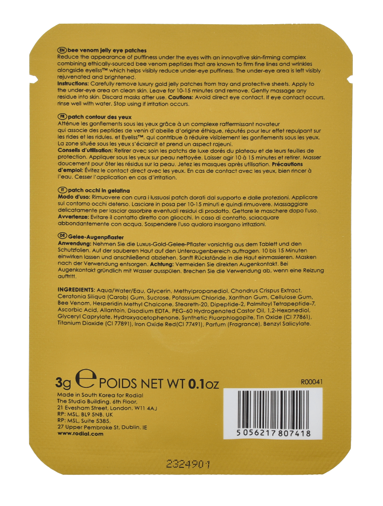 Rodial Bee Venom Jelly Eye Patches 3 g