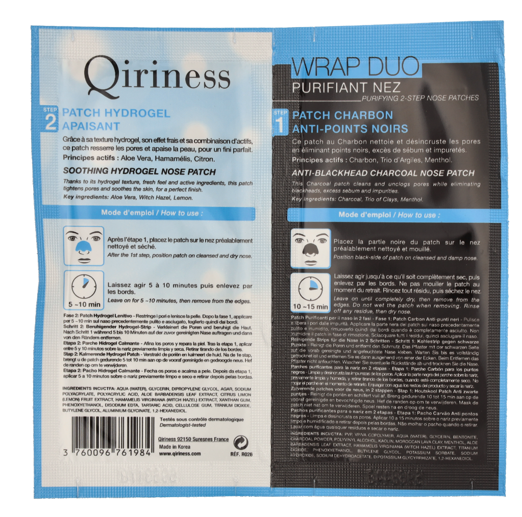 Qiriness Wrap Duo Purifying 2-Step Nose Patches 30 g