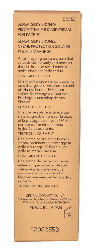 Sensai Silky Bronze Sun Care Cream For Face SPF30 50 ml