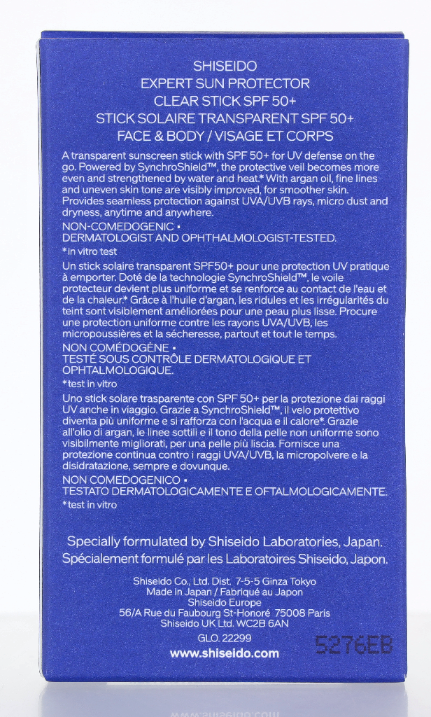 Shiseido Expert Sun Protector Clear Stick SPF50+ 20 g