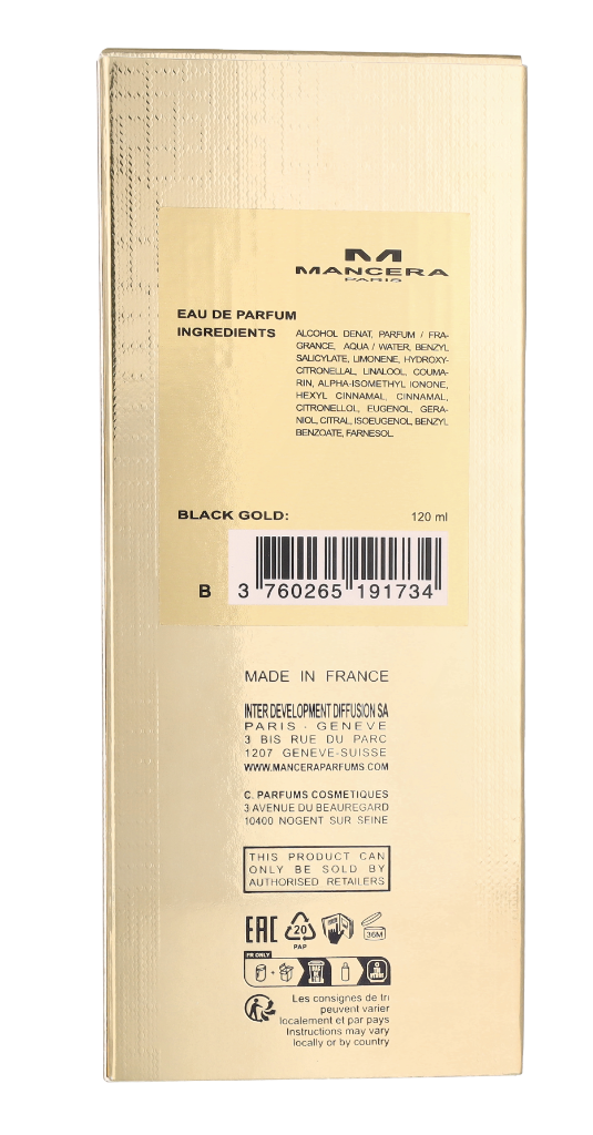 Mancera Black Gold Eau de parfum Spray 120ml