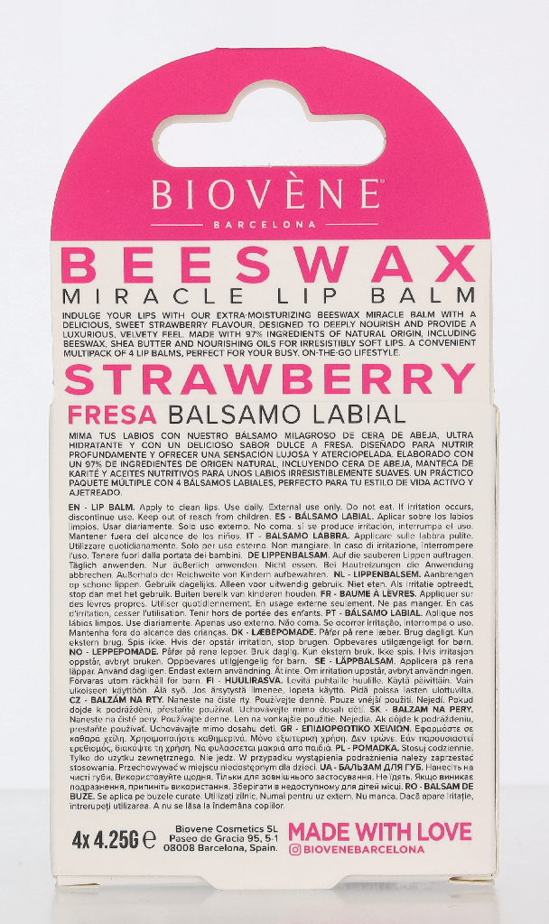 Biovene Nourish-Me Sweet! Beeswax Strawberry Lip Balm Set 17 g