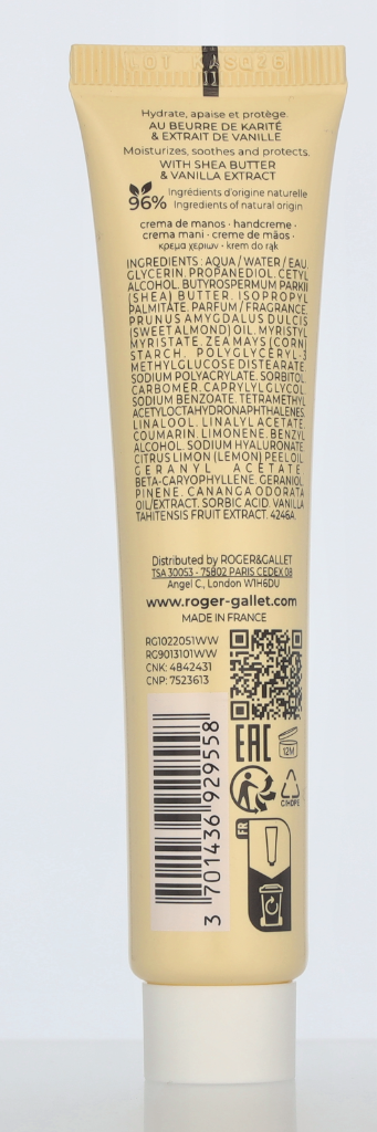 Roger & Gallet Beneficial Hand Cream Vanille Soleil 30 ml