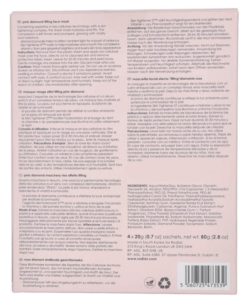 Rodial Pink Diamond Lifting Face Mask 80 g