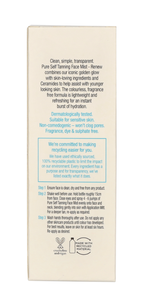 Bondi Sands Pure Self Tanning Face Mist 70 ml