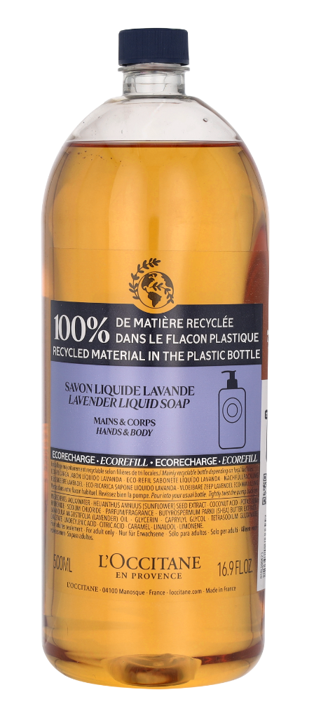 L'Occitane Shea Butter Liquid Hands & Body Soap Lavender Refill Bottle 500 ml