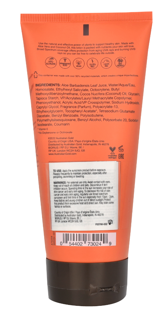 Australian Gold Plant Based Sunscreen Lotion SPF50 177 ml