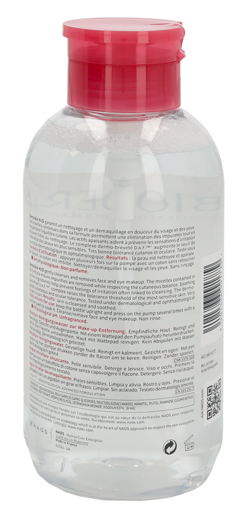 Bioderma Sensibio H2O Make-Up Removing Micellair Solution With Pump 500 ml