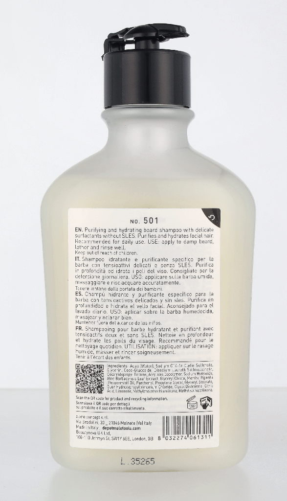 Depot No. 501 Moisturizing & Clarifying Beard Shampoo 250 ml