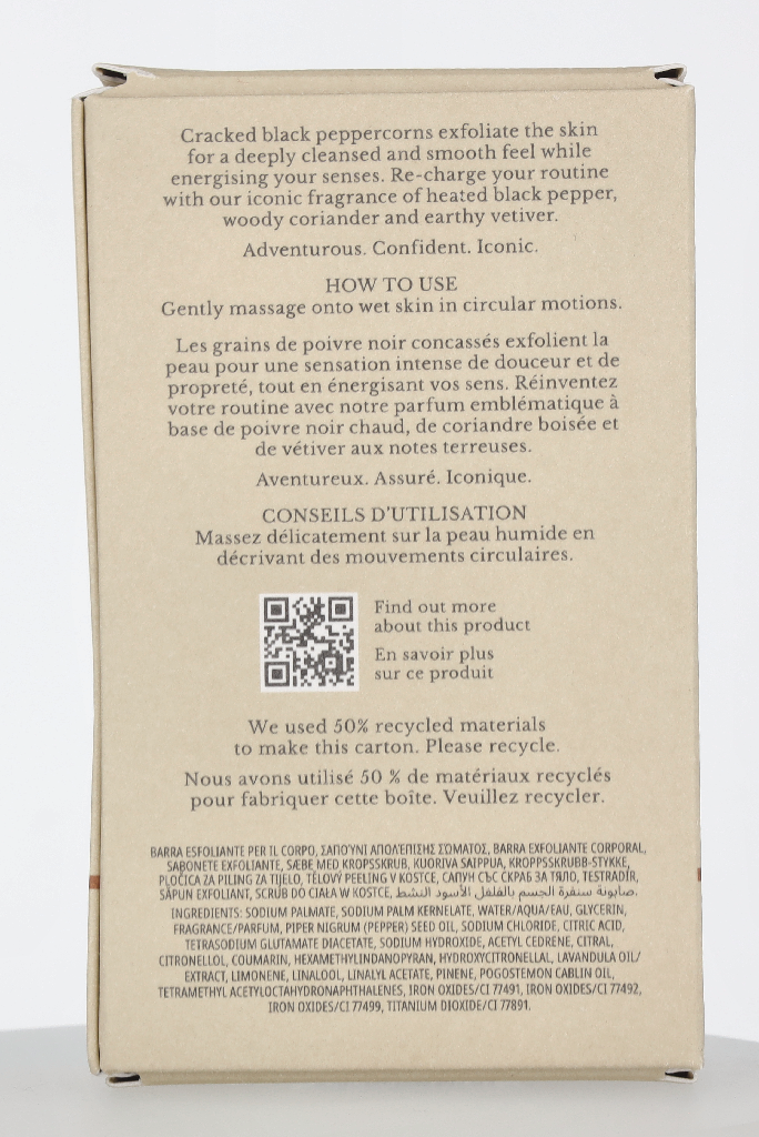 M.Brown Re-Charge Black Pepper Bodyscrub Bar