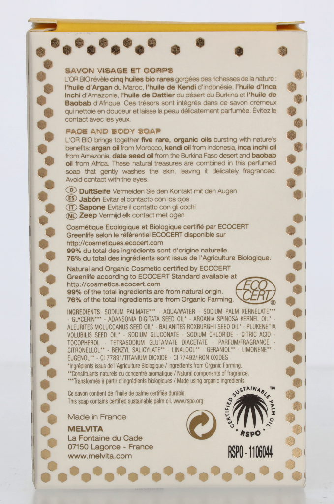 Melvita L'Or Bio Soap 100 g