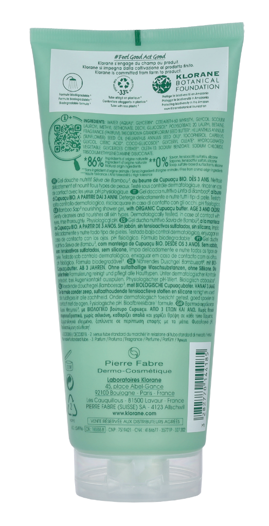 Klorane Shower Gel - Bamboo 200 ml