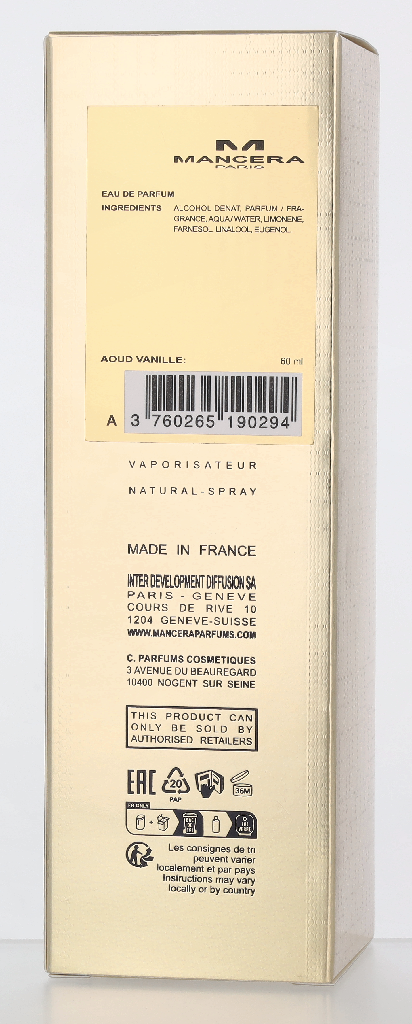 Mancera Aoud Vanille Edp Spray 60 ml