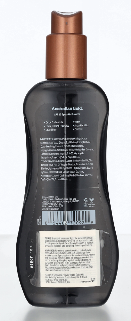 Australian Gold Spray Gel Instant Bronzer SPF15 237 ml