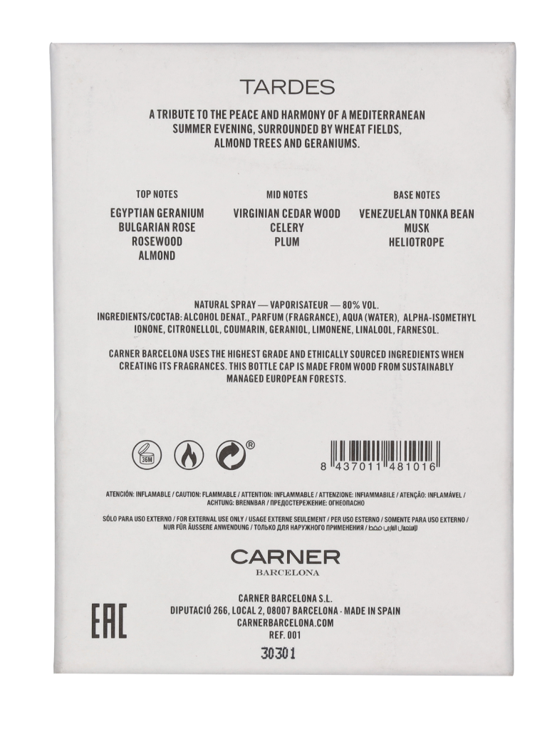 Carner Barcelona Tardes Eau de Parfum Spray 50 ml