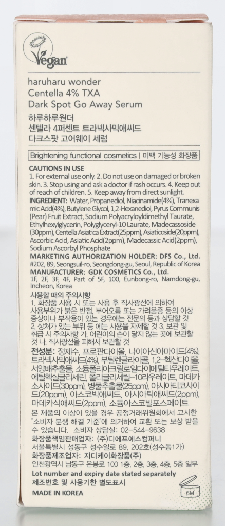 Haruharu Wonder Centella 4% TXA Dark Spot Go Away Serum 30 ml