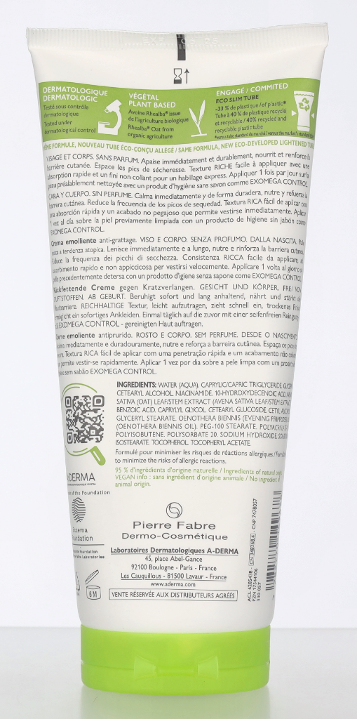 A-Derma Exomega Control Emollient Cream 200 ml