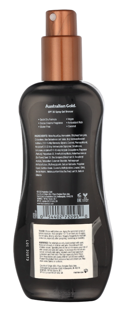 Australian Gold Spray Gel Instant Bronzer SPF30 237 ml