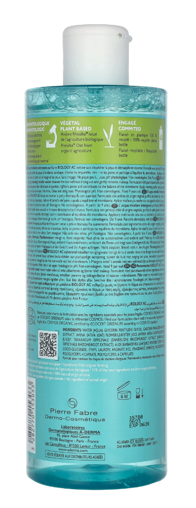 A-Derma Biology AC Purifying Cleansing Micellar Water 400 ml