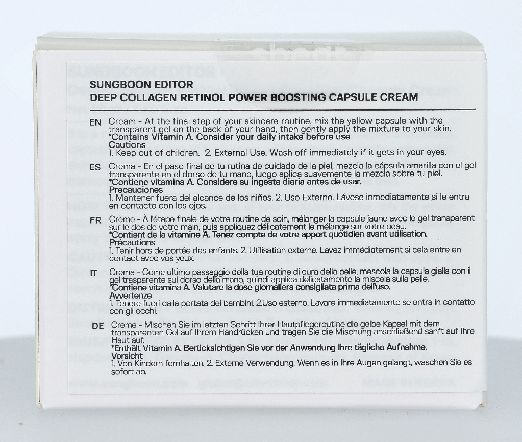Sungboon Editor Deep Collagen Retinol Power Boosting Capsule Cream 50 ml