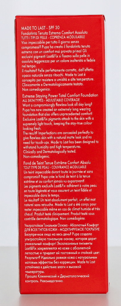 Pupa Made To Last Total Comfort Foundation SPF10 30 ml