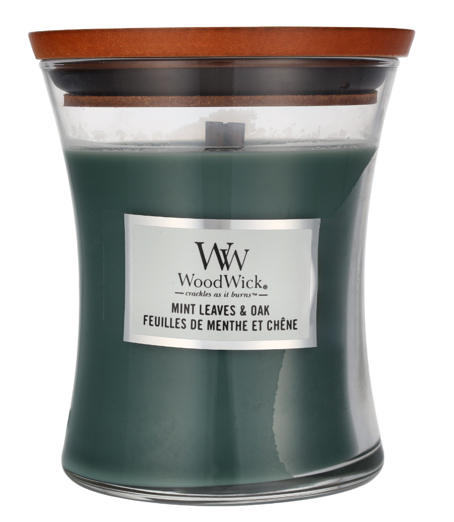 Woodwick Mint Leaves & Oak Medium Hourglass Candle
