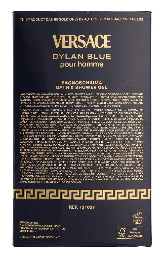 Versace Dylan Blue Pour Homme Bath & Shower Gel 250ml
