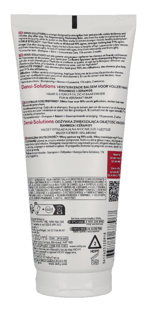 Vichy Dercos Densi-Solutions Restoring Thickening Balm 200 ml