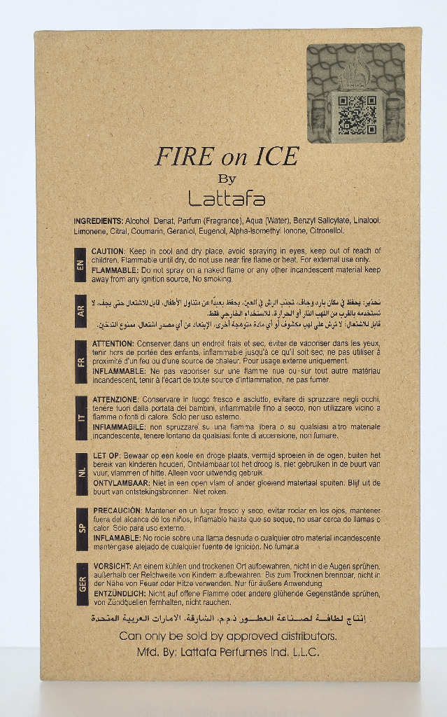 Lattafa Fire On Ice Edp Spray 100 ml