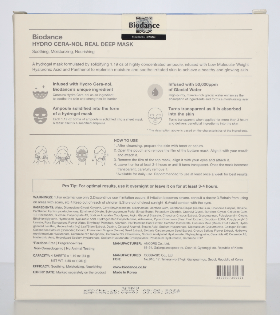 Biodance Hydro Cera-Nol Real Deep Mask 34 g
