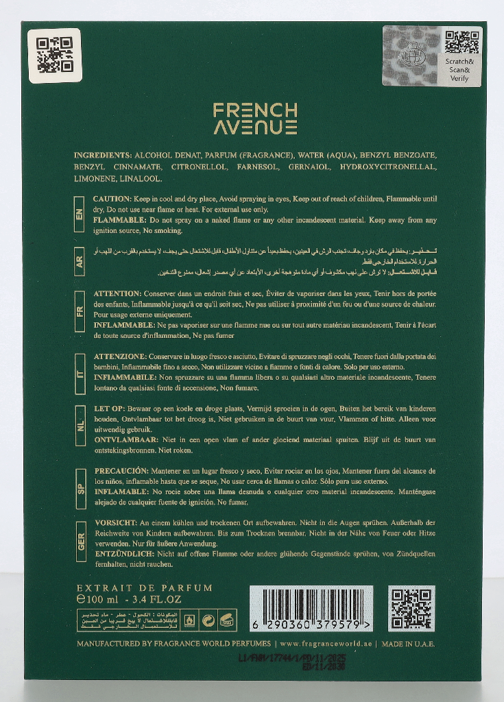 French Avenue Jade Extrait De Parfum 100 ml