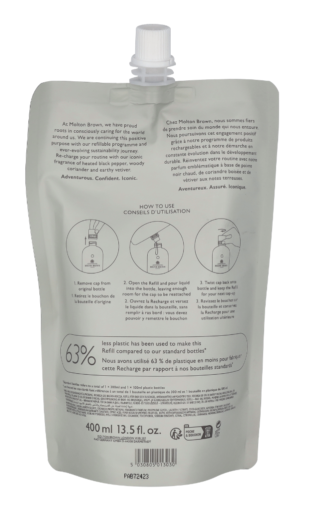 M.Brown Re-Charge Black Pepper Bath & Shower Gel - Refill 400 ml