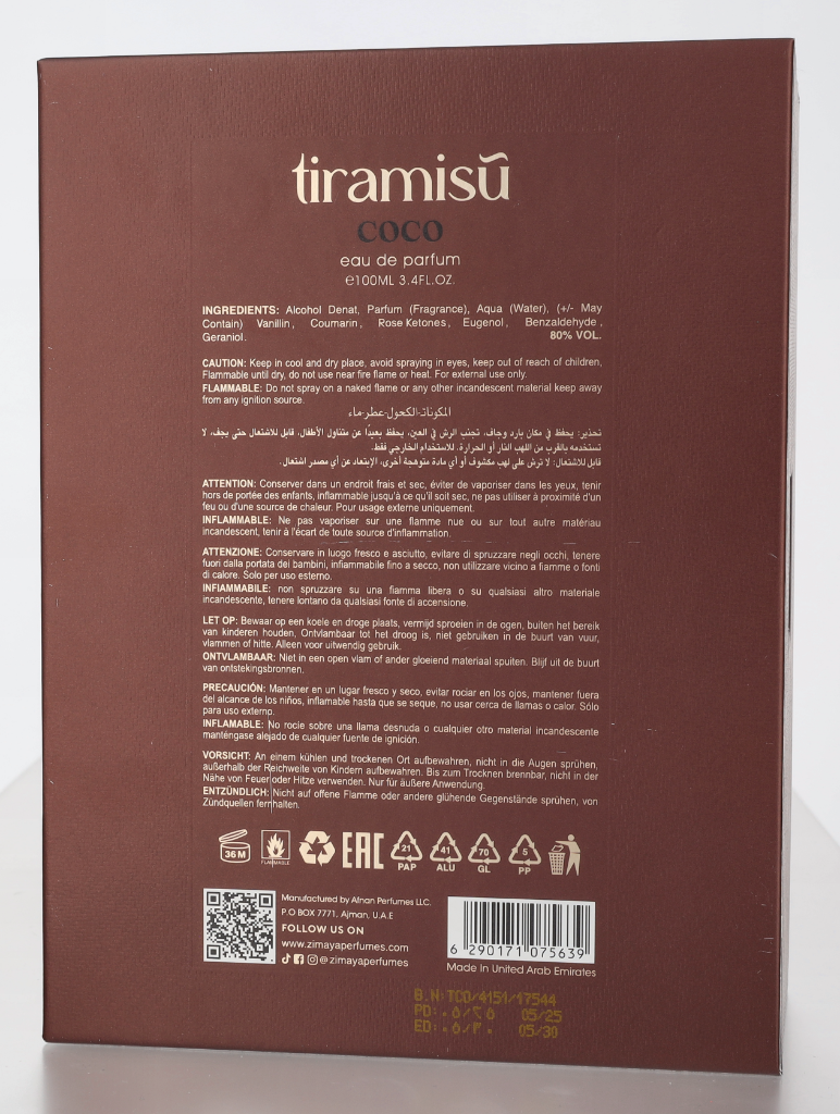 Zimaya Tiramisu Coco Edp Spray 100 ml