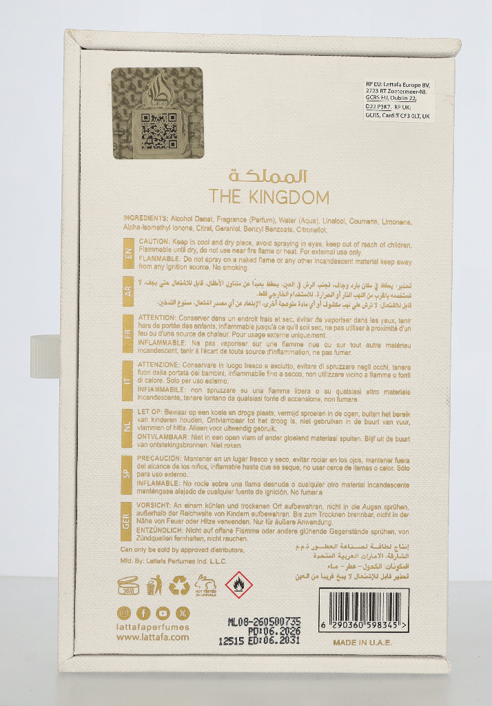 Lattafa The Kingdom For Men Edp Spray 100 ml