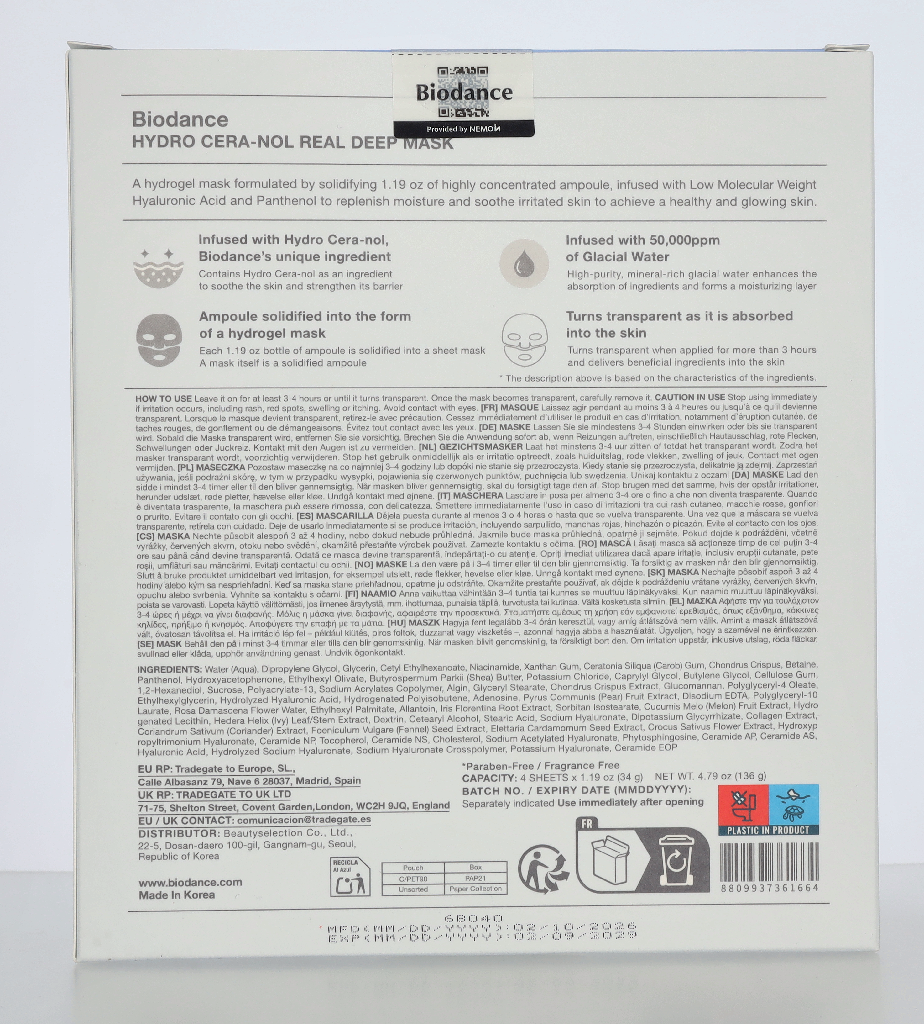 Biodance Hydro Cera-Nol Real Deep Mask 34 g