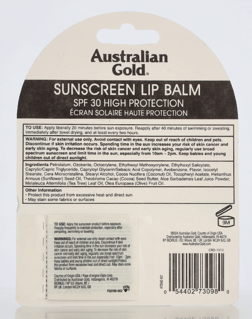 Australian Gold Sunscreen Lip Balm SPF30 4.20 g