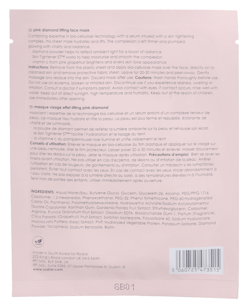 Rodial Pink Diamond Instant Lifting Mask 20 gr