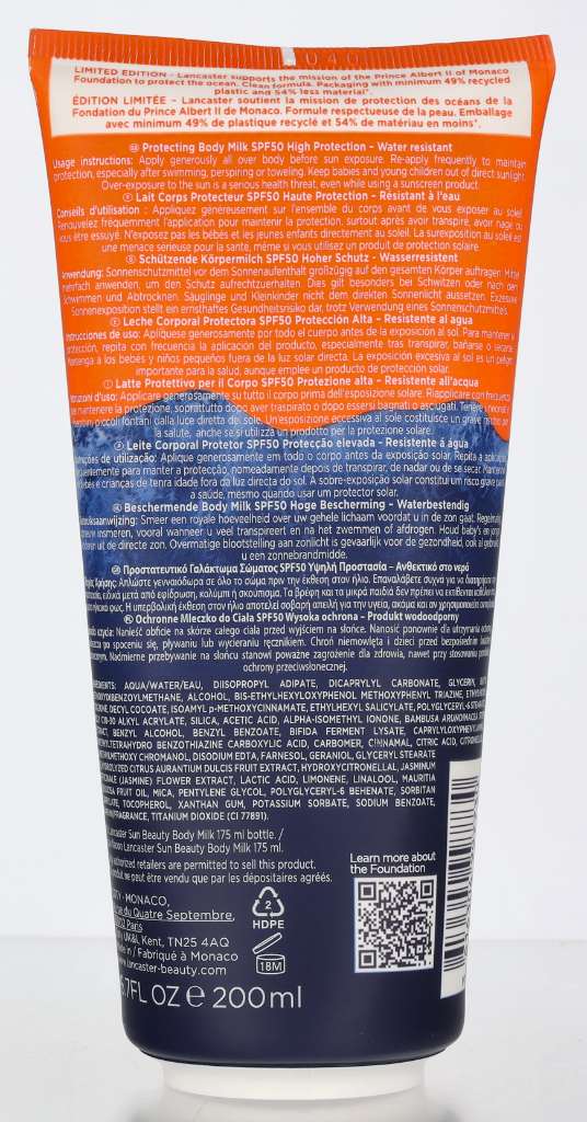 Lancaster Protecting Body Milk SPF50 Limited Edition 200 ml