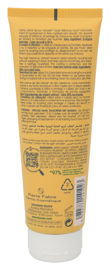 Klorane Leave-In Cream With Mango Butter 125 ml