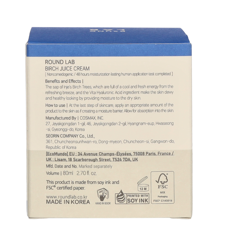 Round Lab Birch Juice Moisturizing Cream 80 ml